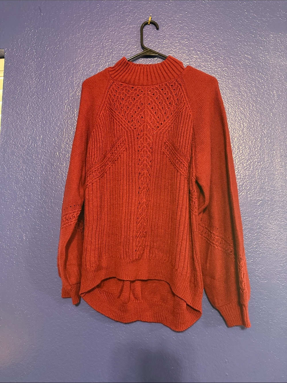 American Rag Red Cable Knit Turtleneck Sweater